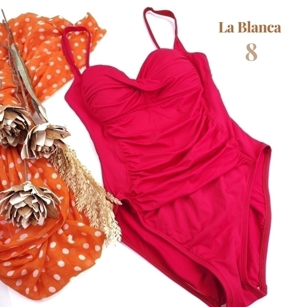 La Blanca Red Rouged One Piece Swimsuit sz 8